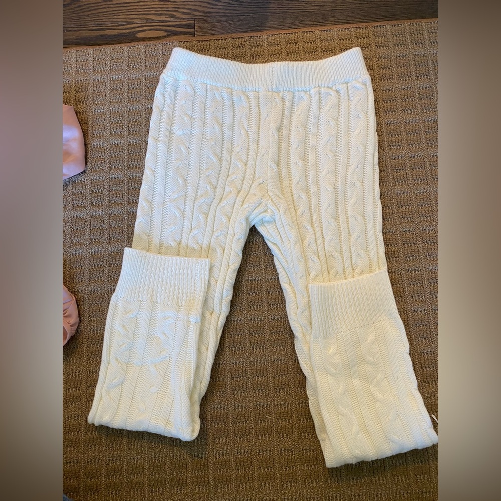 White cable knit lounge pants